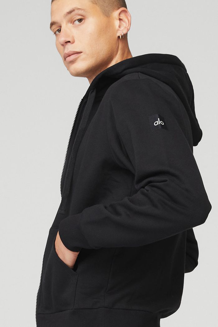 Alo Yoga Everyday Full Zip Hoodie Herr Svarta | 8974130-UE