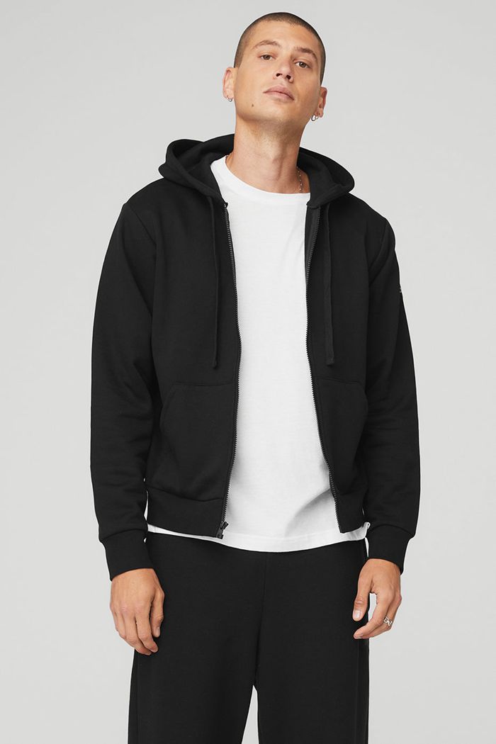 Alo Yoga Everyday Full Zip Hoodie Herr Svarta | 8974130-UE