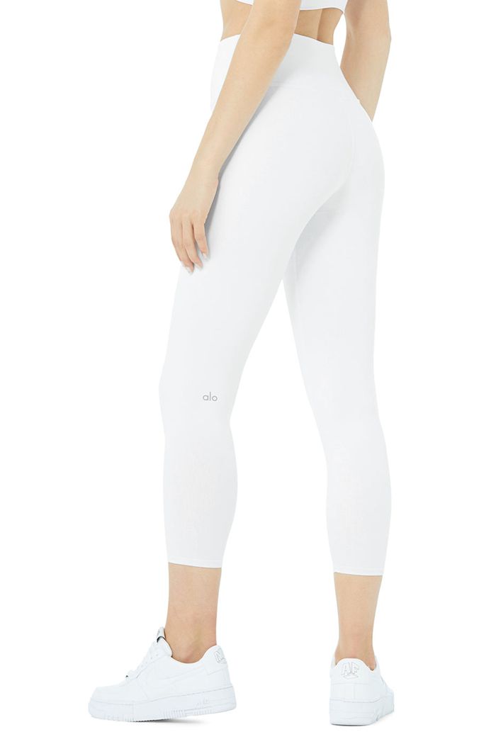 Alo Yoga High-Midja Airbrush Capri Byxor Dam Vita | 7849126-PI