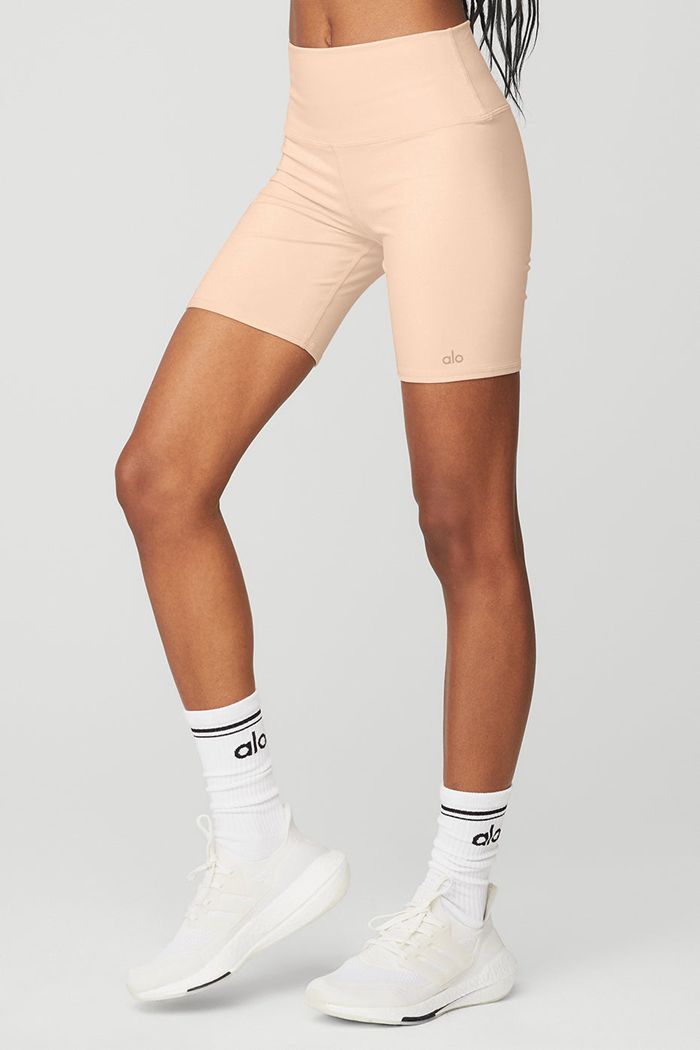 Alo Yoga High-Midja Biker Short Dam Beige | 0529641-HQ