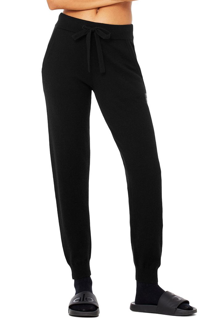 Alo Yoga High-Midja Cashmere Jet Set Byxor Dam Svarta | 7248196-IM