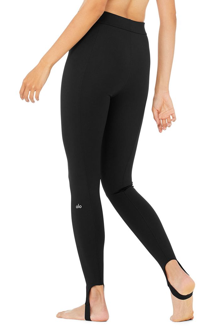 Alo Yoga High-Midja Klassiska Stirrup Leggings Dam Svarta | 0368597-LW