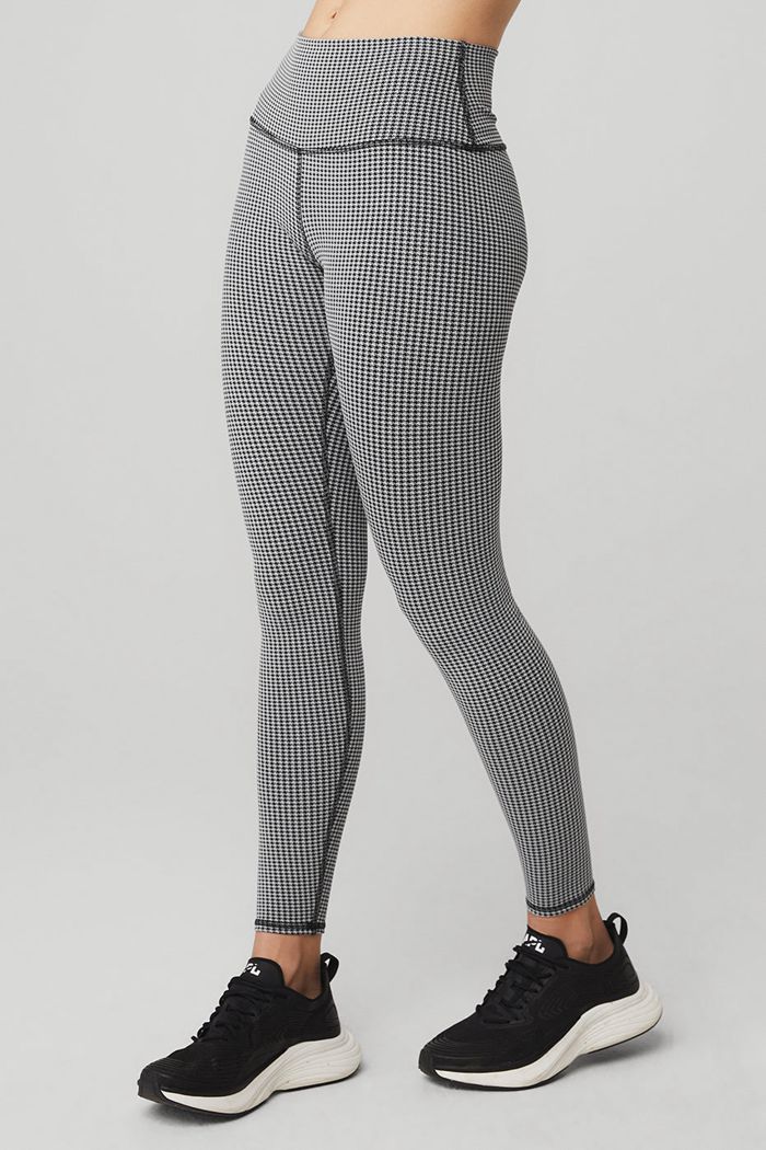 Alo Yoga High-Midja Micro Houndstooth Leggings Dam Vita | 0873265-LX