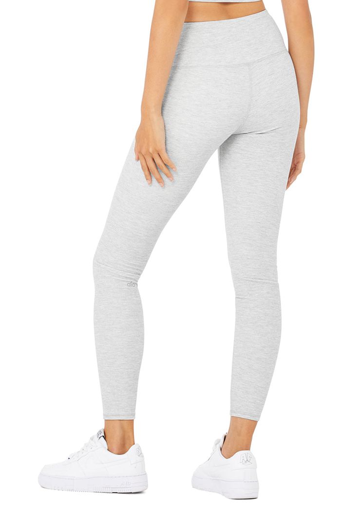 Alo Yoga High-Midja Micro Waffle LowKey Leggings Dam Grå | 9542830-CG