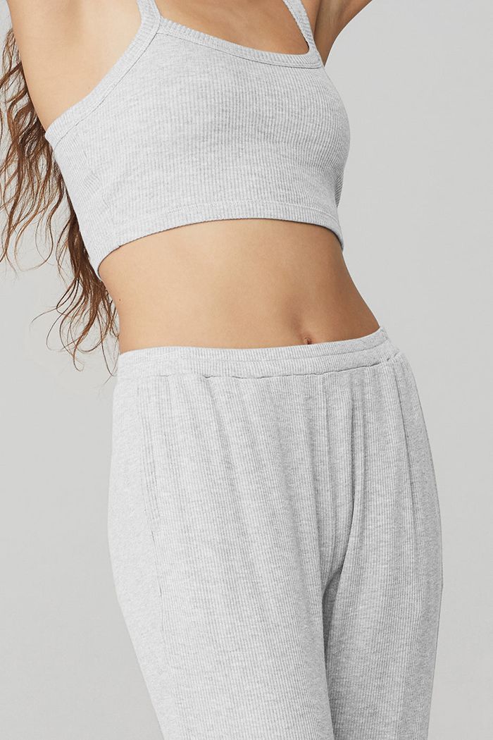 Alo Yoga High-Midja Ribbed Whisper Byxor Dam Grå | 1872053-FP