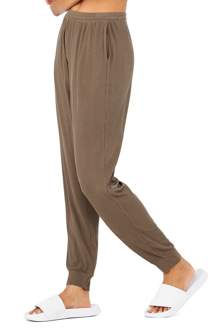 Alo Yoga High-Midja Ribbed Whisper Byxor Dam Bruna | 3591872-JK