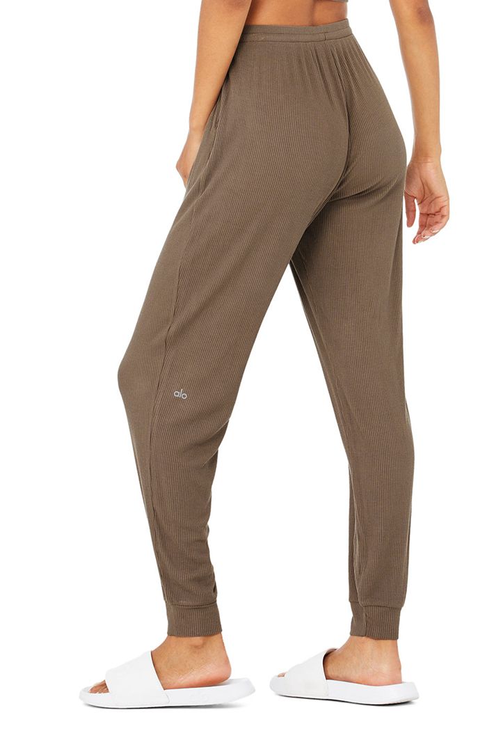 Alo Yoga High-Midja Ribbed Whisper Byxor Dam Bruna | 3591872-JK