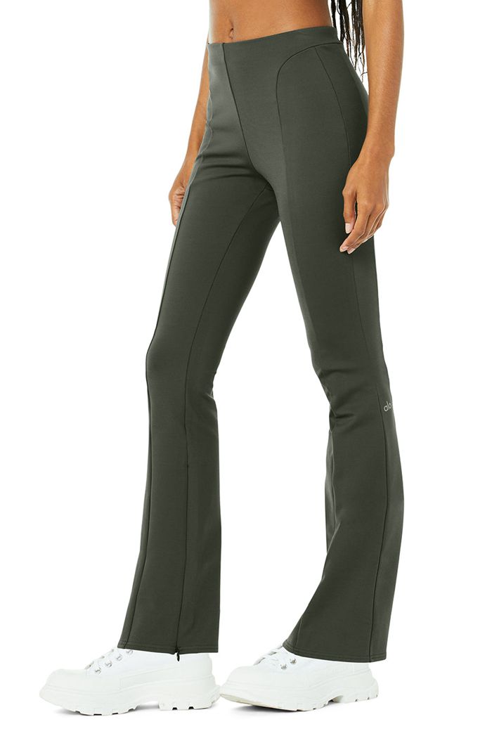 Alo Yoga High-Midja Zip It Flare Leggings Dam Mörkgröna | 5830642-FE