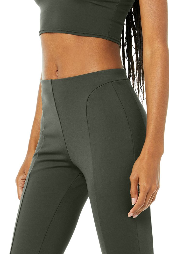 Alo Yoga High-Midja Zip It Flare Leggings Dam Mörkgröna | 5830642-FE