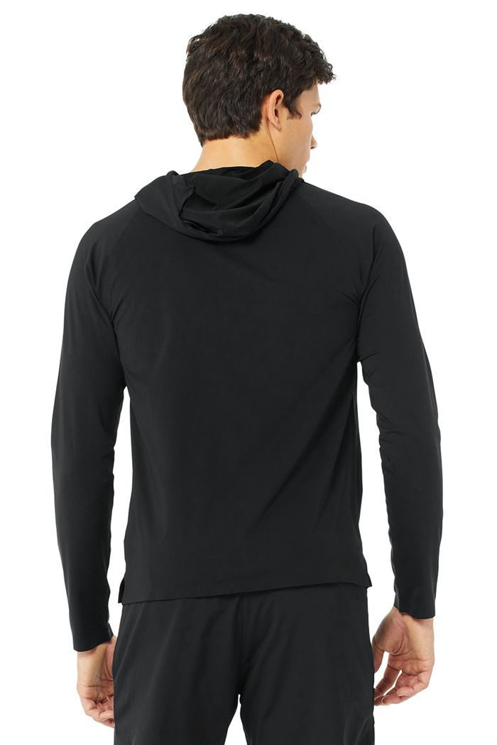 Alo Yoga Idol Hooded Runner Hoodie Herr Svarta | 6834910-YZ