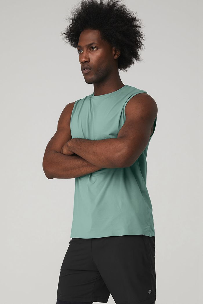 Alo Yoga Idol Performance Tank Tops Herr Blå | 2035671-OV