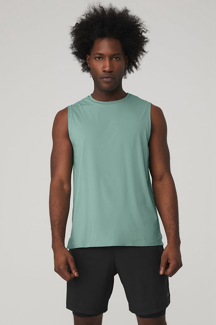 Alo Yoga Idol Performance Tank Tops Herr Blå | 2035671-OV