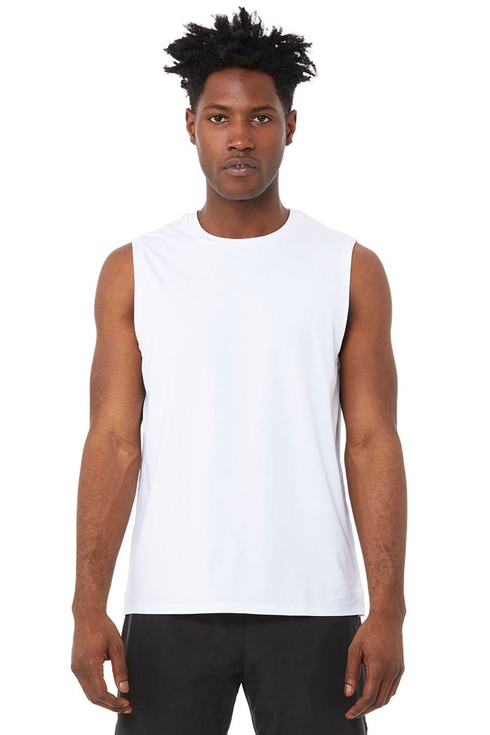 Alo Yoga Idol Performance Tank Tops Herr Vita | 8024365-JC