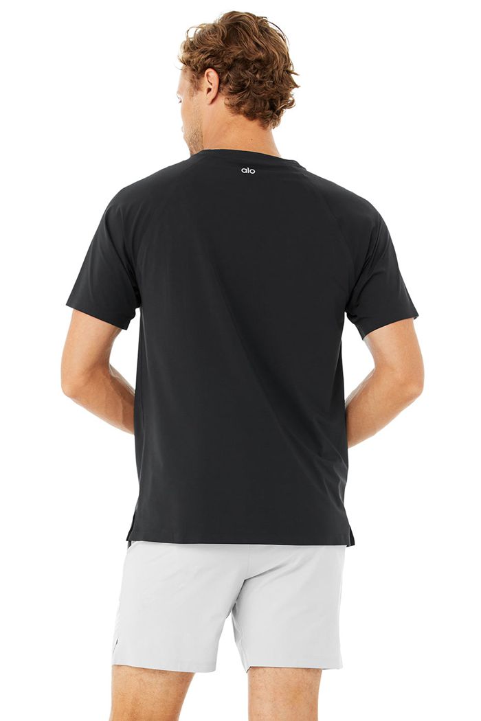 Alo Yoga Idol Performance Tee Short Sleeve Herr Svarta | 8215943-NP