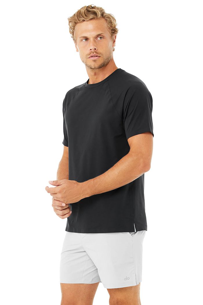 Alo Yoga Idol Performance Tee Short Sleeve Herr Svarta | 8215943-NP