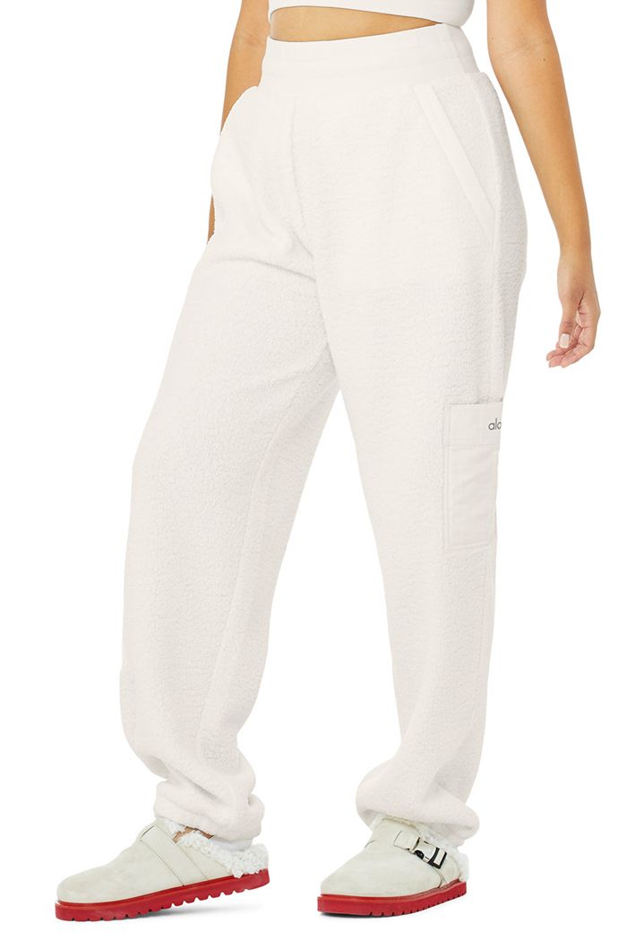 Alo Yoga Micro Sherpa High-Midja Solstice Sweat Byxor Dam Vita | 2648953-SZ