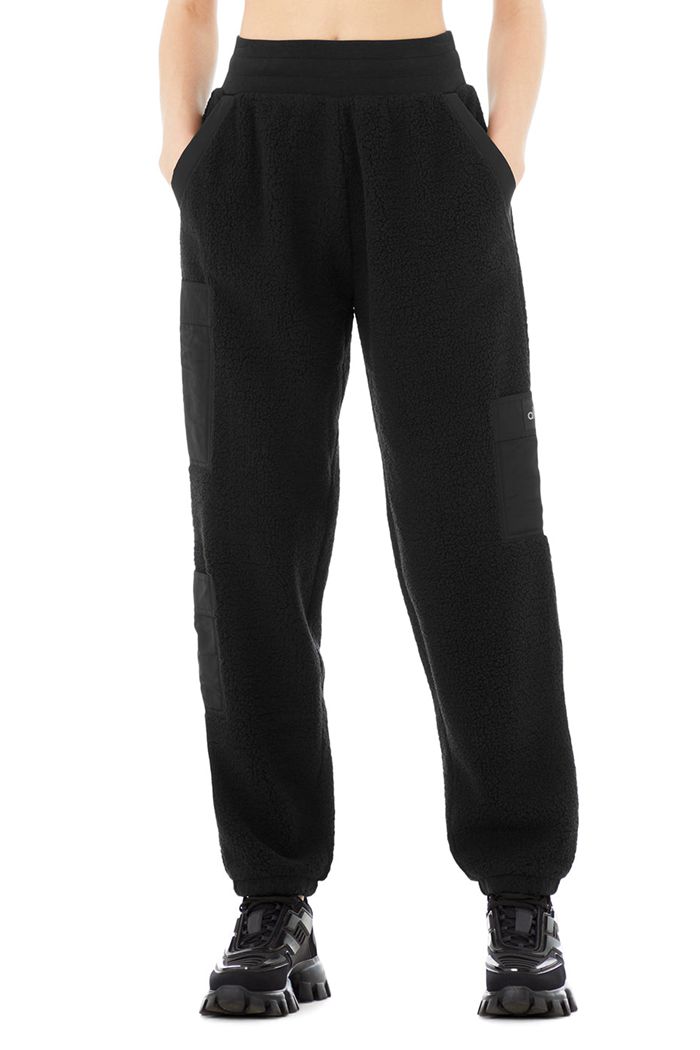 Alo Yoga Micro Sherpa High-Midja Solstice Sweat Byxor Dam Svarta | 4652830-OX