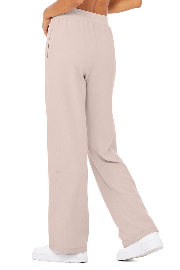 Alo Yoga Micro Waffle High-Midja Pleasant Breda Leg Byxor Dam Rosa | 2143957-WY