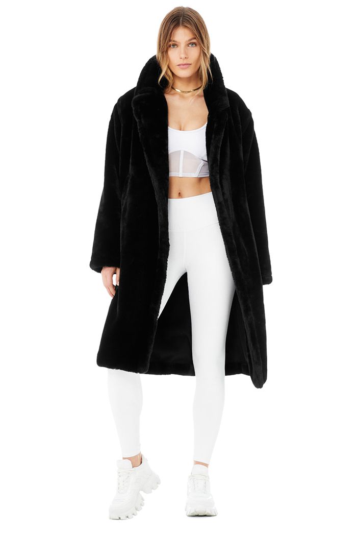 Alo Yoga Oversized Faux Fur Trench Coat Dam Svarta | 4512608-TK