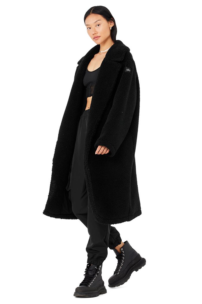 Alo Yoga Oversized Sherpa Trench Coat Dam Svarta | 7820931-RX