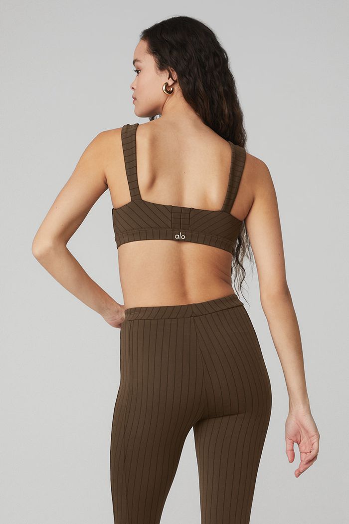 Alo Yoga Pinstripe Jacquard Captivate BH Dam Svarta | 9280573-TE