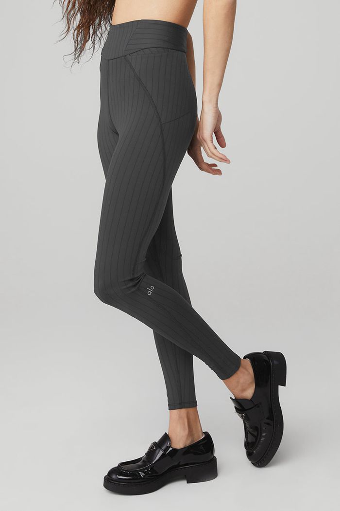 Alo Yoga Pinstripe Jacquard Extreme High-Midja Leggings Dam Mörkgrå | 5436801-GI