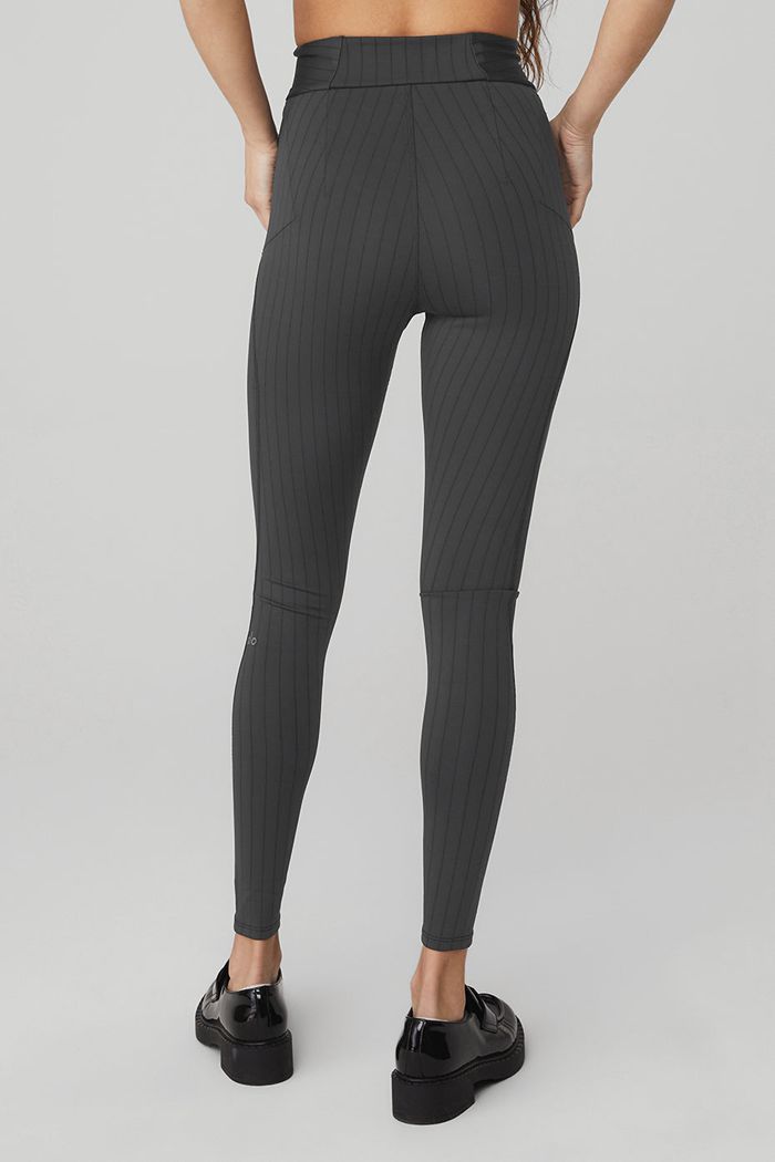 Alo Yoga Pinstripe Jacquard Extreme High-Midja Leggings Dam Mörkgrå | 5436801-GI