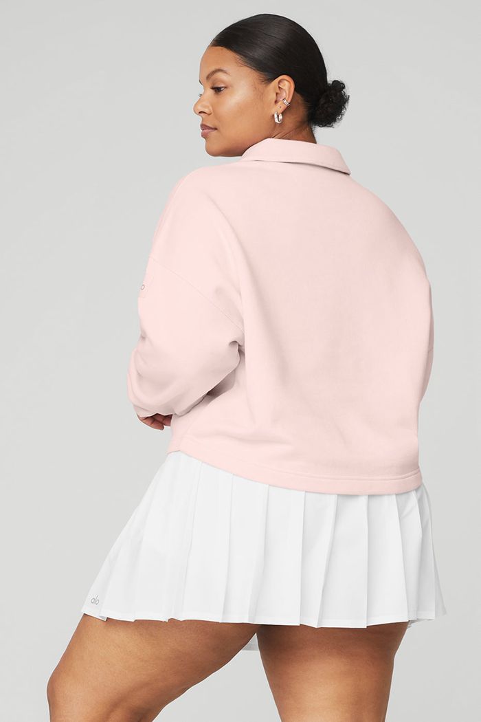 Alo Yoga Polo Henley Sweatshirt Dam Rosa | 8203176-ID