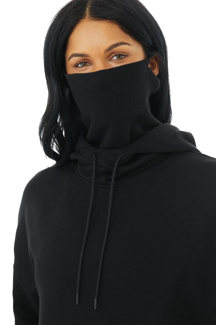 Alo Yoga Protection Hoodie Dam Svarta | 1342570-FI