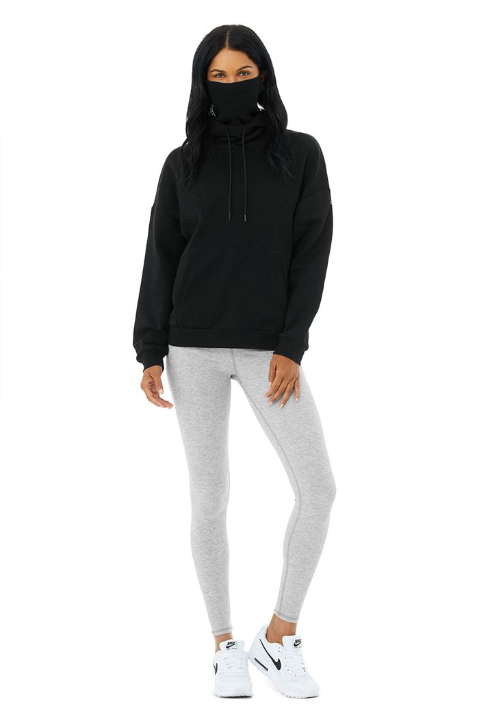 Alo Yoga Protection Hoodie Dam Svarta | 1342570-FI