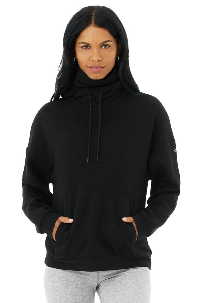 Alo Yoga Protection Hoodie Dam Svarta | 1342570-FI