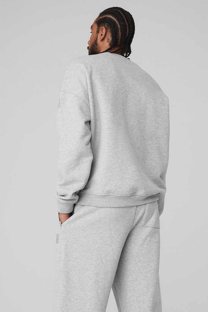 Alo Yoga Renown Crew Neck Sweatshirt Herr Grå | 1054362-NU