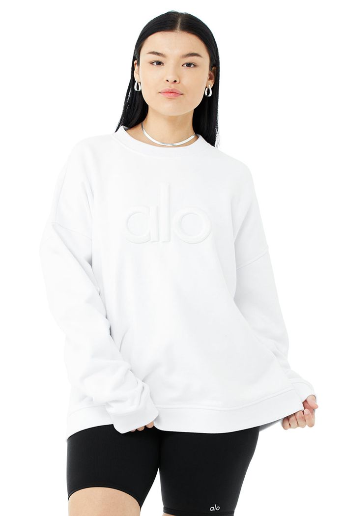 Alo Yoga Renown Heavy Weight Emblem Crew Neck Sweatshirt Dam Vita | 6792013-PZ