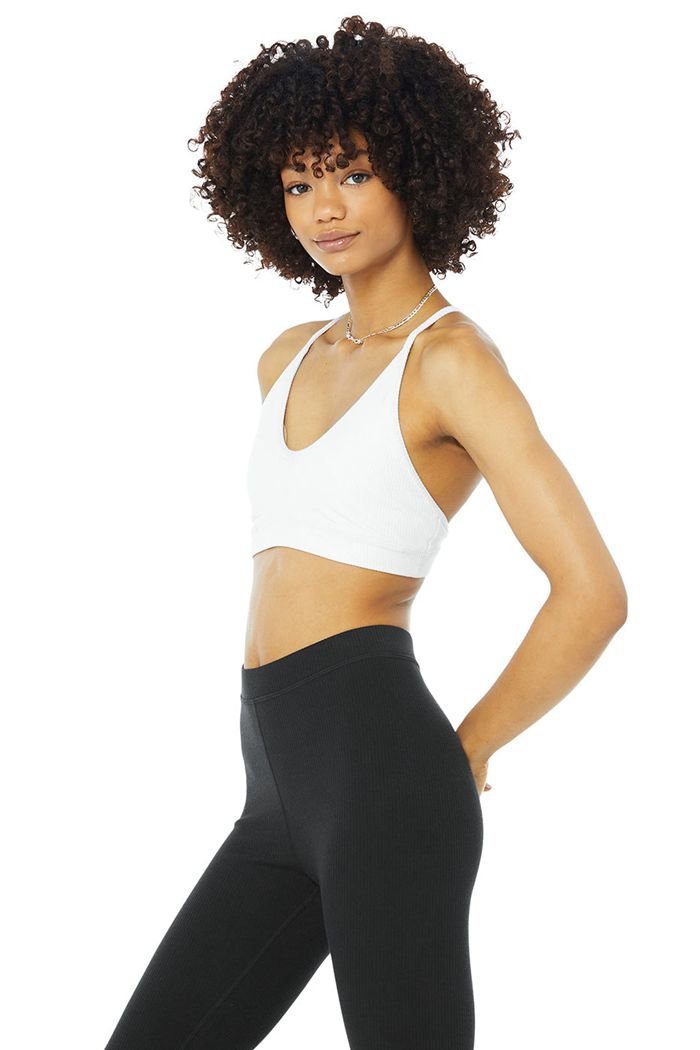 Alo Yoga Ribbed Blissful BH Dam Vita | 5478926-IC