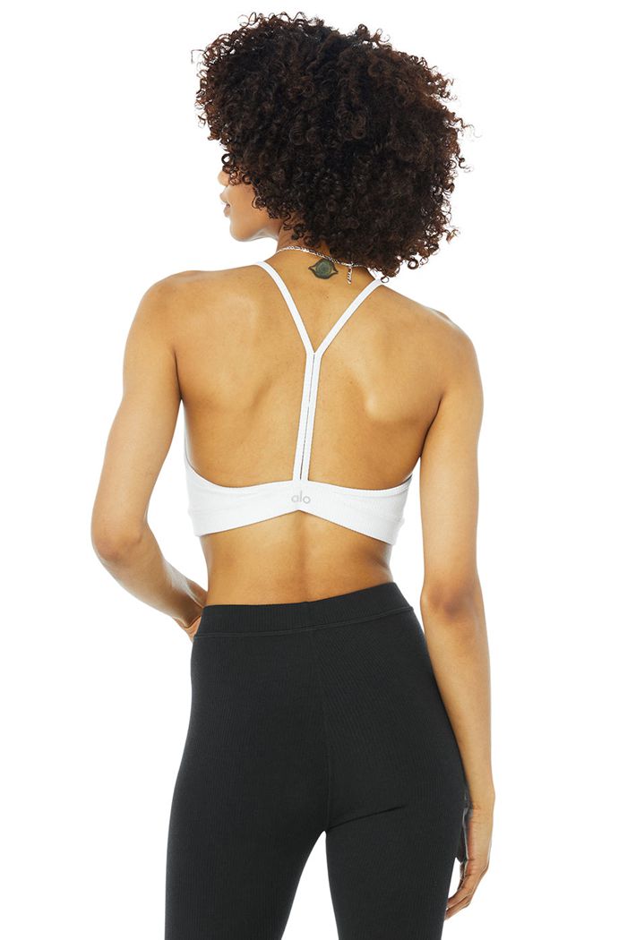 Alo Yoga Ribbed Blissful BH Dam Vita | 5478926-IC