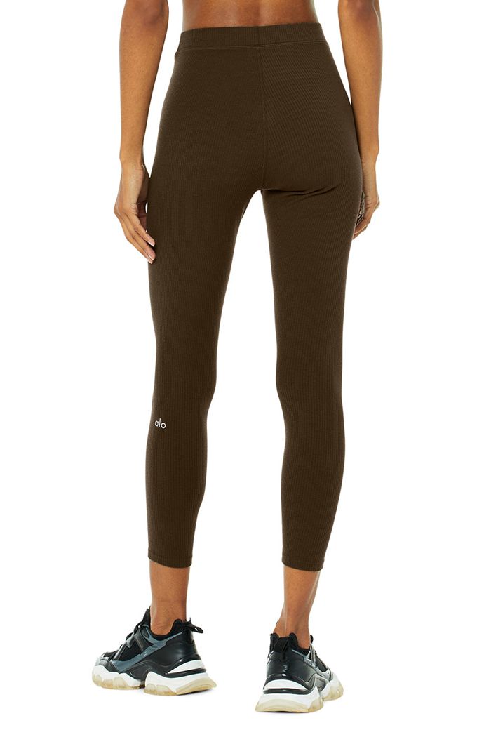 Alo Yoga Ribbed High-Midja 7/8 Blissful Leggings Dam Svarta | 3176052-RO