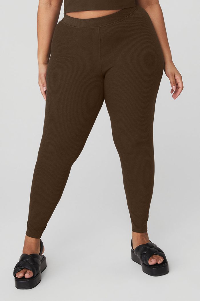 Alo Yoga Ribbed High-Midja 7/8 Blissful Leggings Dam Svarta | 3176052-RO