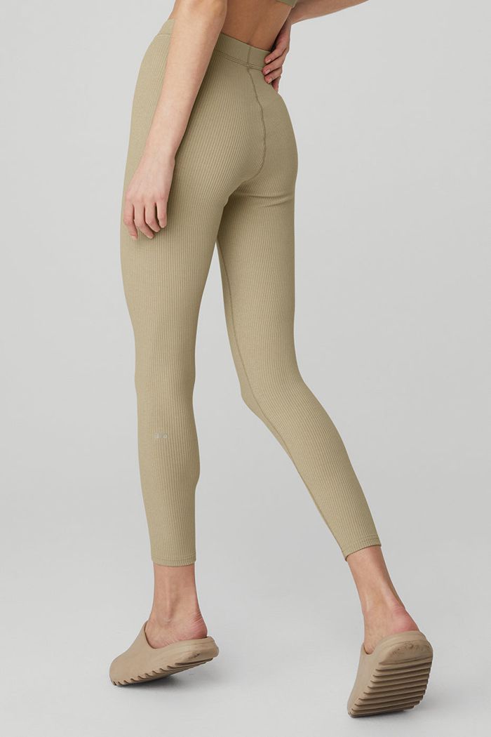 Alo Yoga Ribbed High-Midja 7/8 Blissful Leggings Dam Bruna | 4631805-GJ