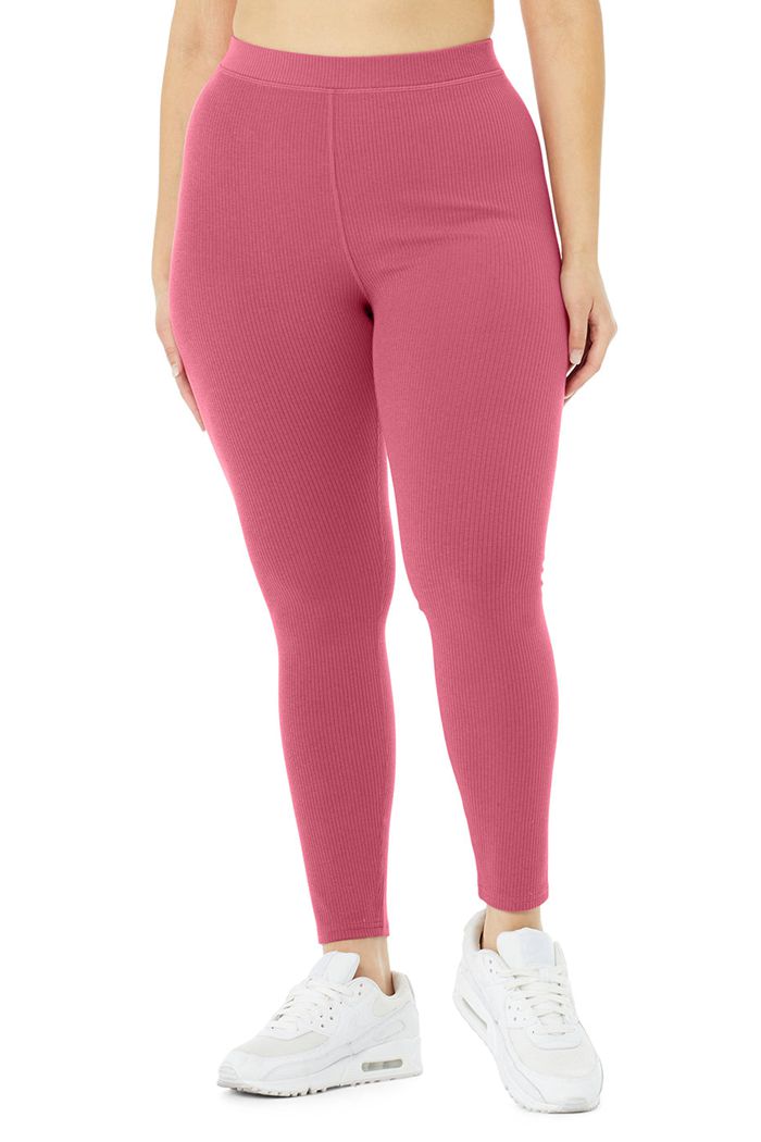 Alo Yoga Ribbed High-Midja 7/8 Blissful Leggings Dam Lila | 6871043-BQ