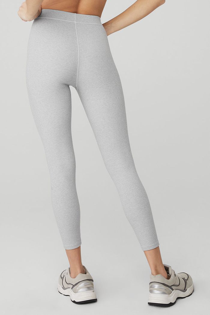 Alo Yoga Ribbed High-Midja 7/8 Blissful Leggings Dam Grå | 8132670-FS