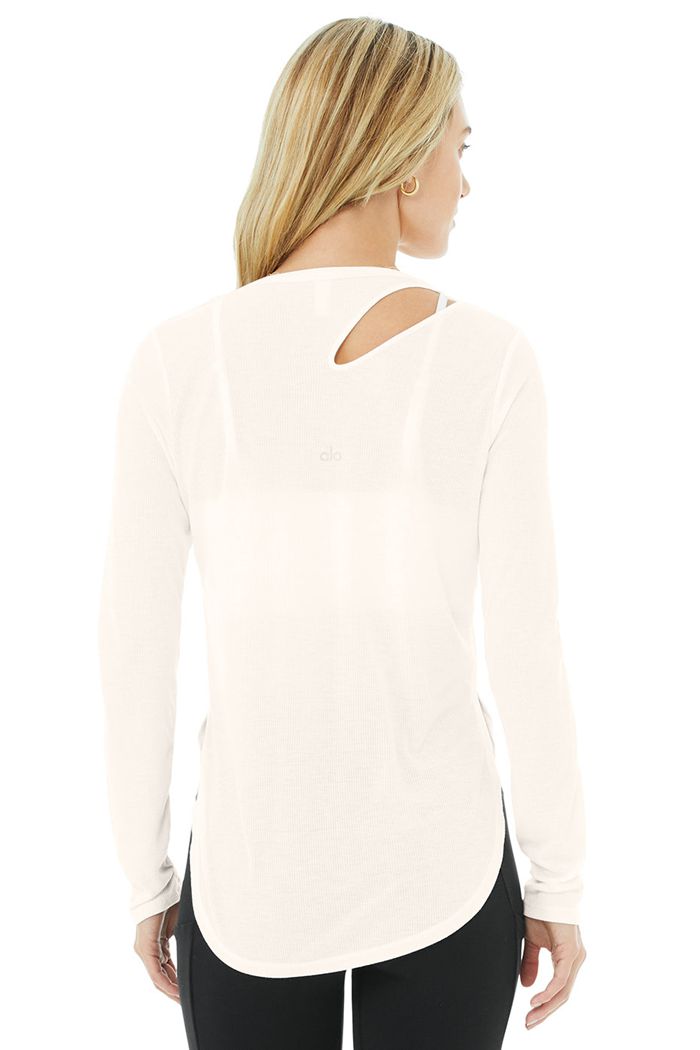 Alo Yoga Ribbed Peak Long Sleeve Dam Vita | 7931560-XK