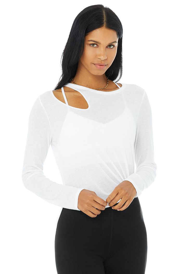 Alo Yoga Ribbed Peak Long Sleeve Dam Vita | 8307514-BH