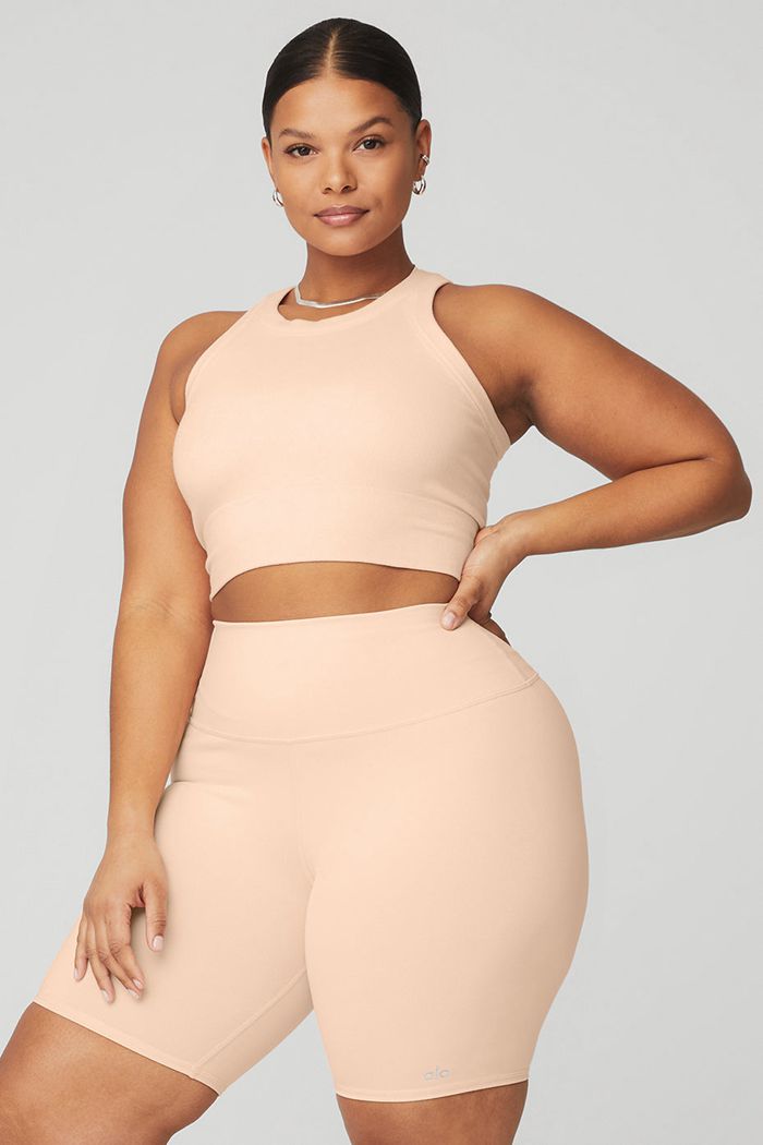 Alo Yoga Seamless Delight High Neck BH Dam Beige | 4261039-PE