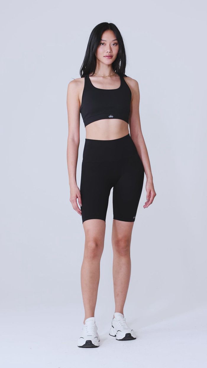 Alo Yoga Seamless High-Midja Ribbed Biker Short Dam Blå | 9365270-GZ