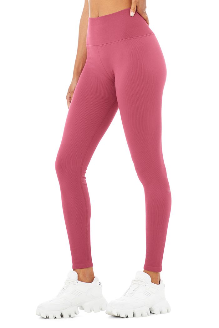 Alo Yoga Seamless High-Midja Ribbed Leggings Dam Lila | 2846179-DI