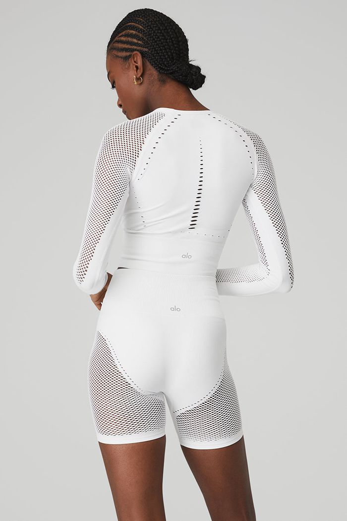 Alo Yoga Seamless Open Air Long Sleeve Dam Vita | 8316704-OP