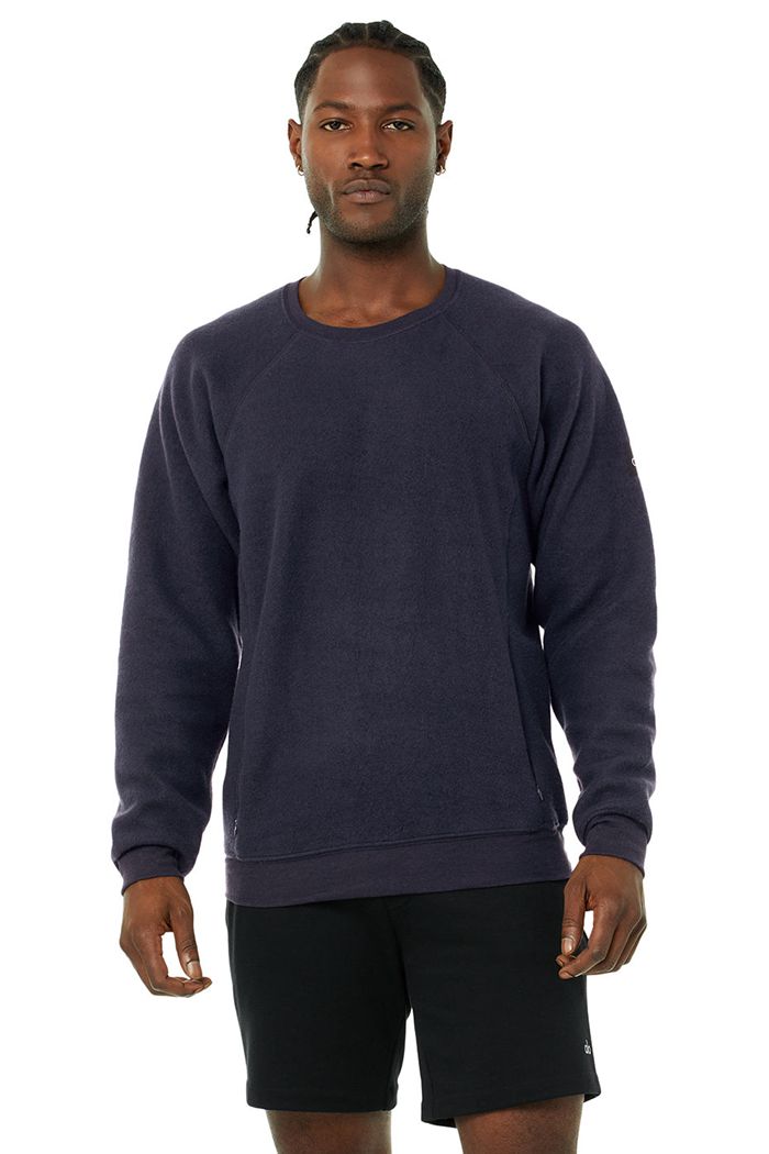 Alo Yoga Triumph Crew Neck Sweatshirt Long Sleeve Herr Svarta | 0274351-VA