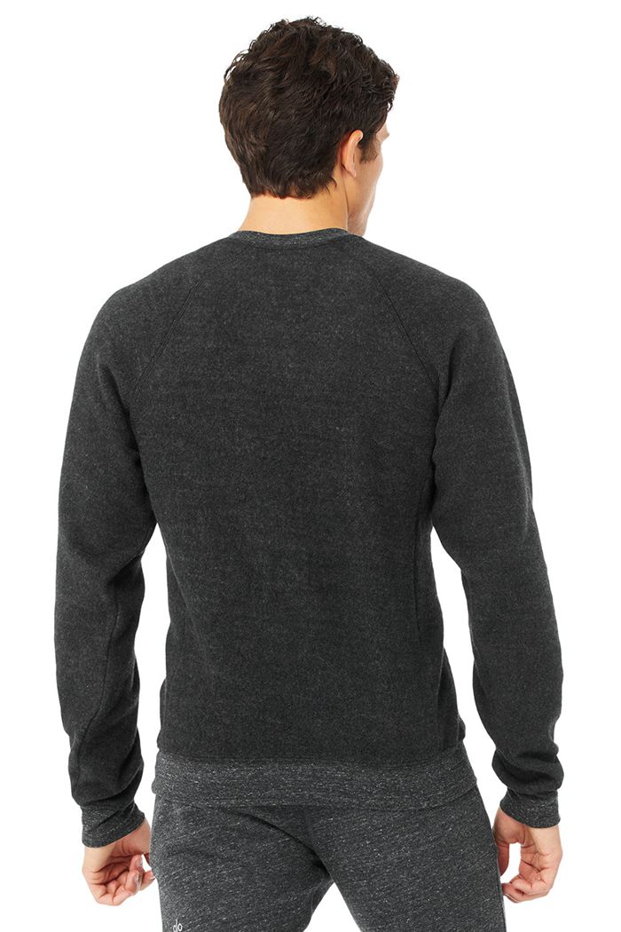 Alo Yoga Triumph Crew Neck Sweatshirt Long Sleeve Herr Grå Svarta | 5162748-OA