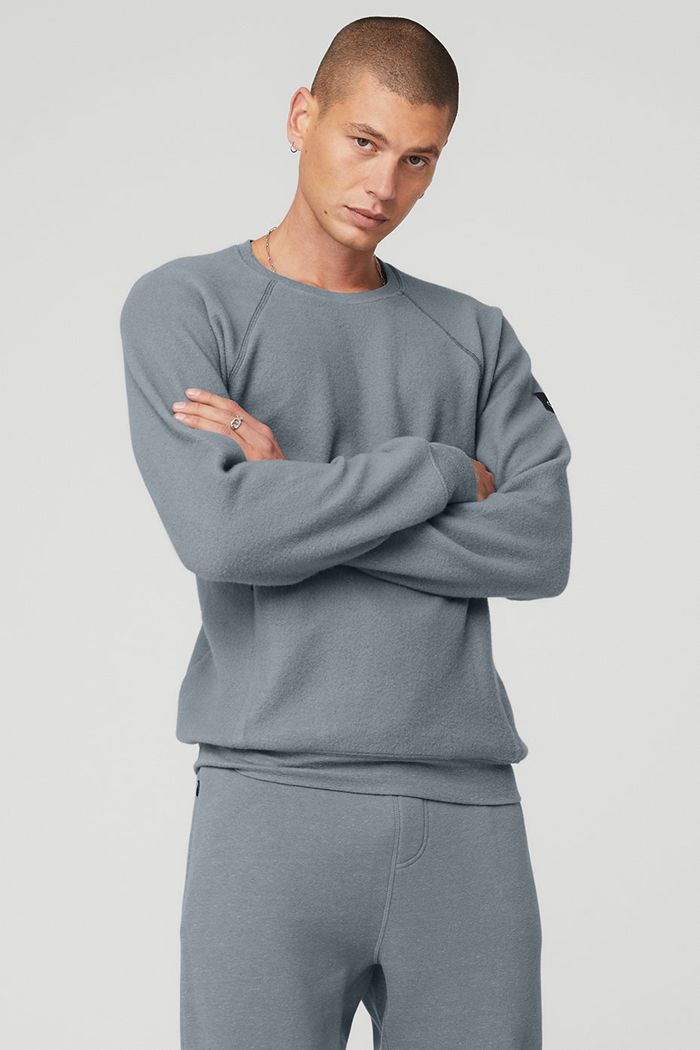 Alo Yoga Triumph Crew Neck Sweatshirt Long Sleeve Herr Grå | 8249173-VQ