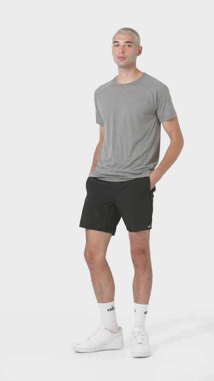 Alo Yoga Triumph Crew Neck Tee Short Sleeve Herr Svarta | 2385491-DV